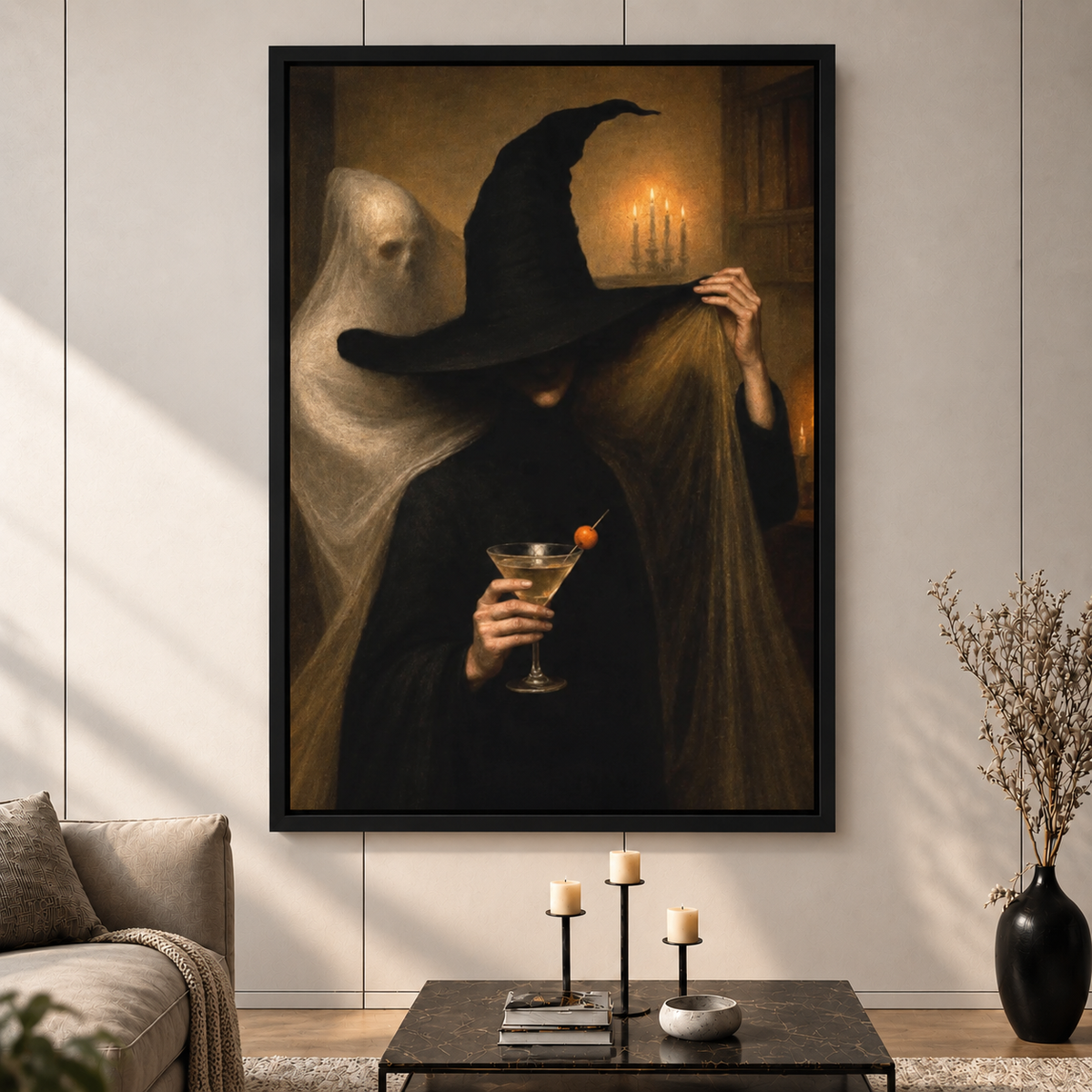Witch Martini Ghost Candlelight Dark Wall Decor