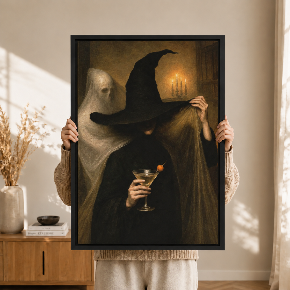 Witch Martini Ghost Candlelight Dark Wall Decor