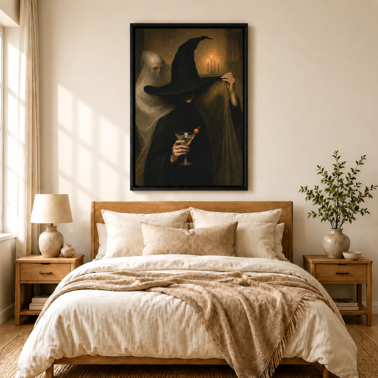 Witch Martini Ghost Candlelight Dark Wall Decor