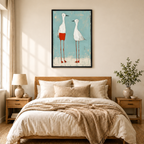 The Pair Canvas Art | Naive Bird Duo Minimalist Coastal Wall Decor