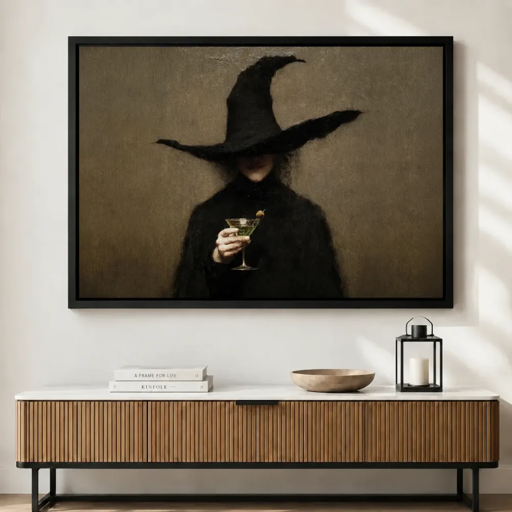 Gothic Witch Martini Dark Canvas Art