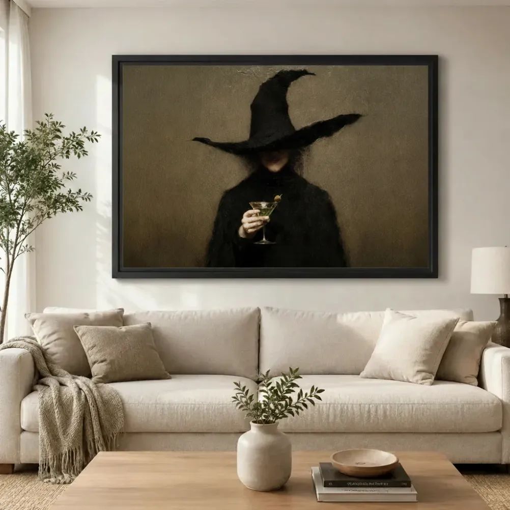 Gothic Witch Martini Dark Canvas Art