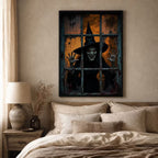 Scary Witch Window Halloween Canvas Art