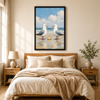 The Negotiation Canvas Art | Two Seagulls One Chip Beach Standoff Coastal Wall Art