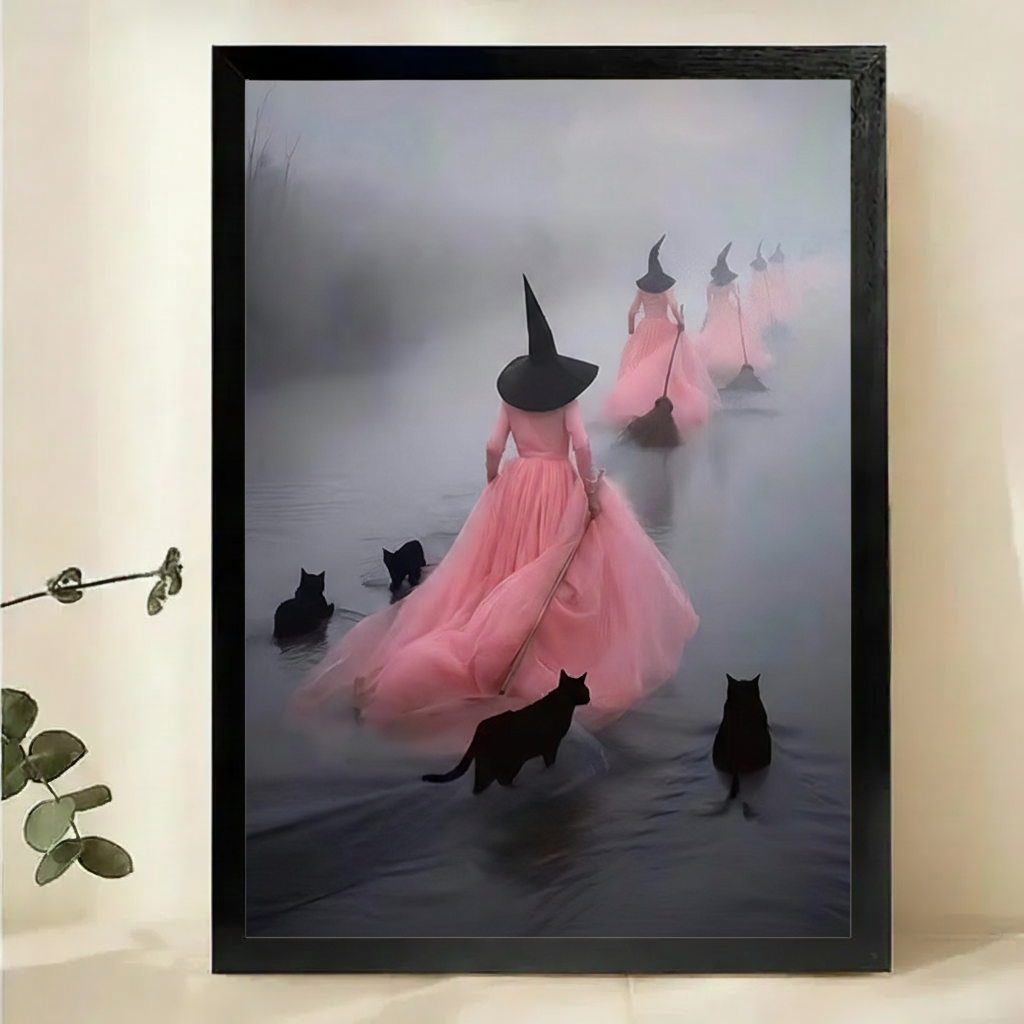 Pink Witches - Framed Canvas