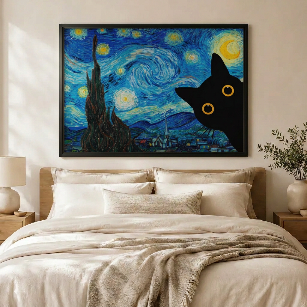 Starry Night Cat - Bedroom
