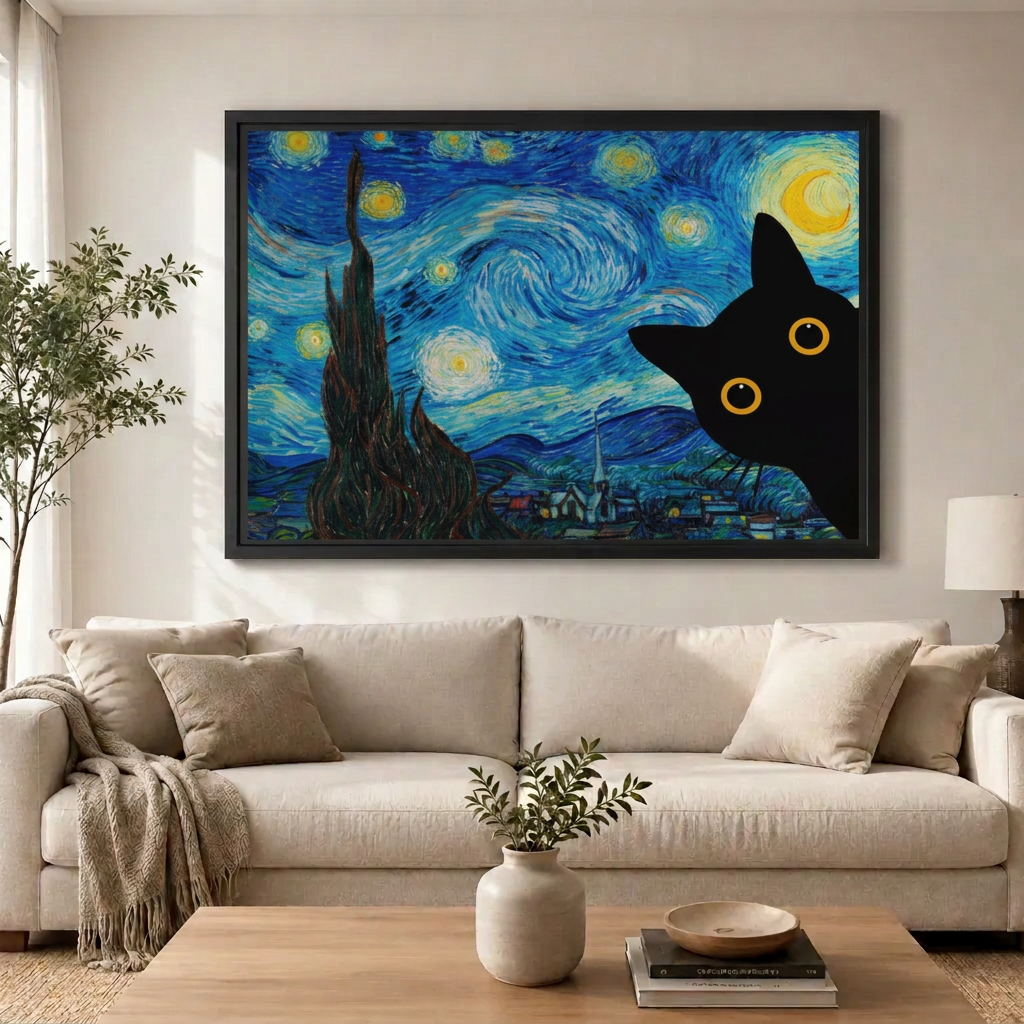 Starry Night Cat - Living Room