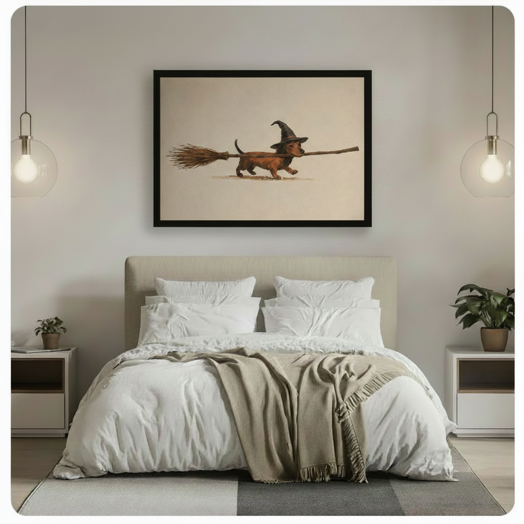Witch Dachshund - Bedroom Scene